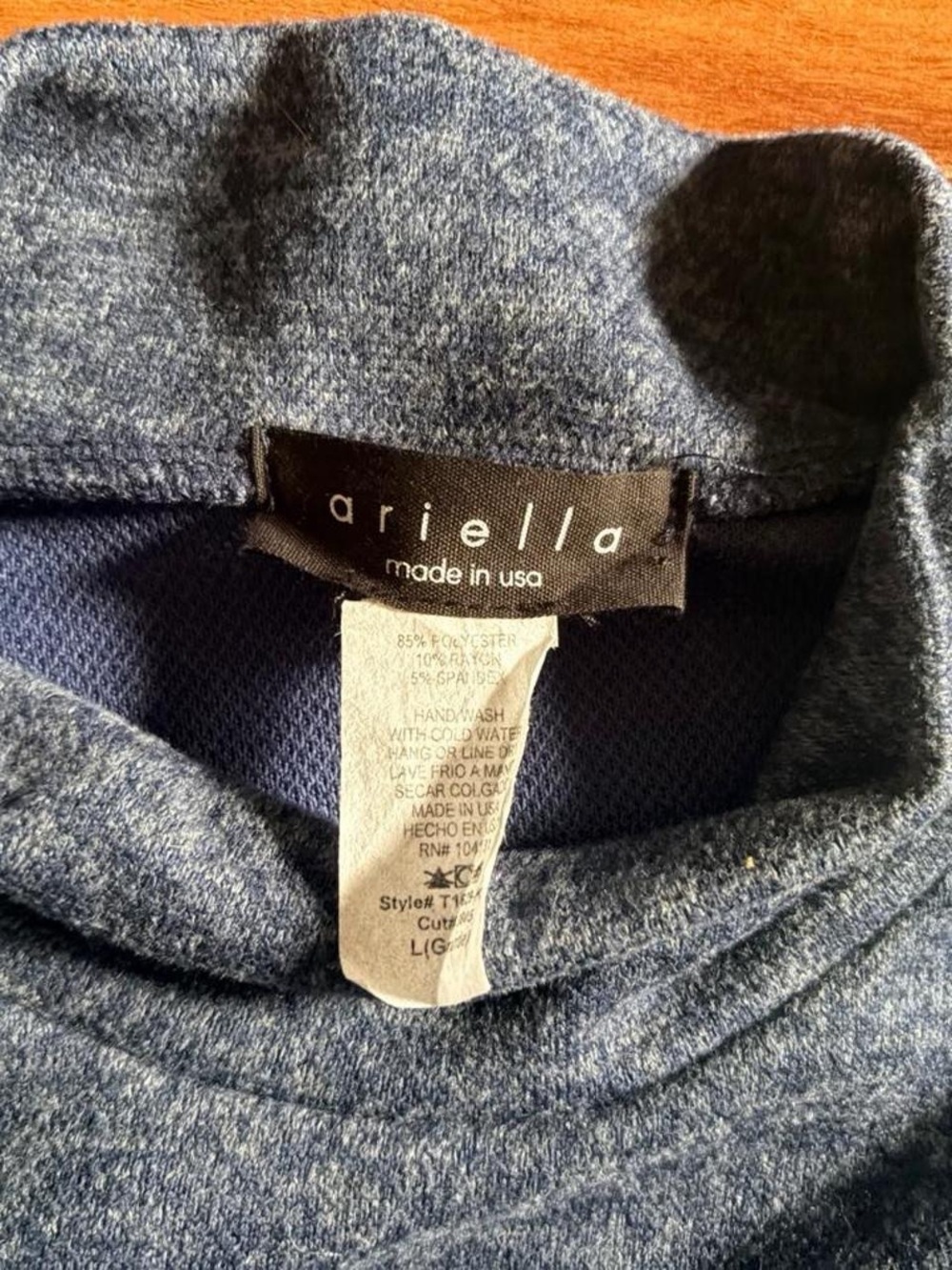 Ariella Navy Blue Crewneck Sweater with Zip Pockets Made in USA - Picture 4 of 5